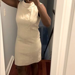 NWT Donna Ricco elegant champagne gold chevron textured fitted cowl sheath sz8